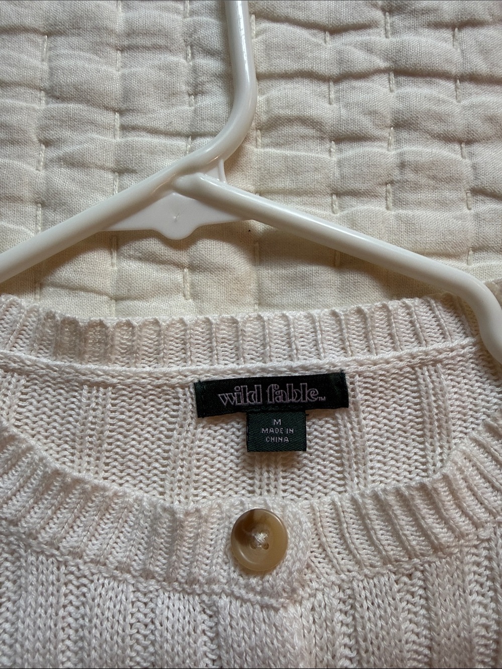 Wild Fable Light Cream Ribbed Button Cardigan - Picture 2 of 5